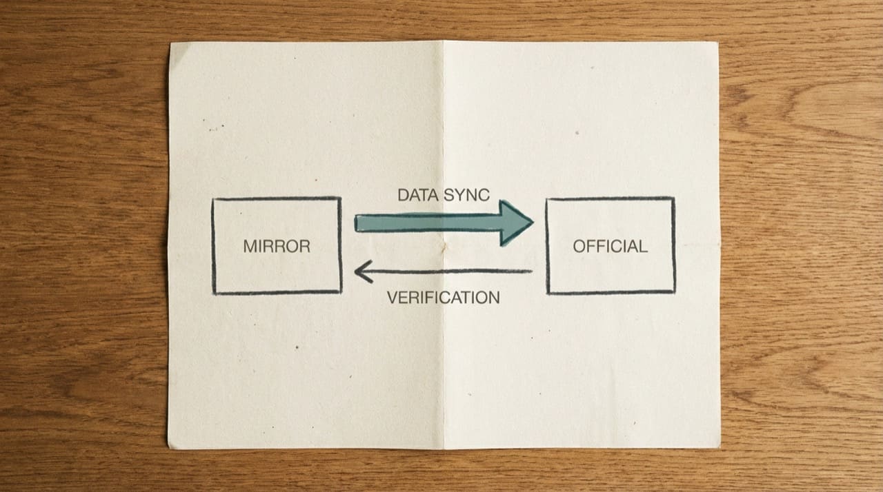 Two arrows on paper one labeled mirror one labeled CMS official illustration only