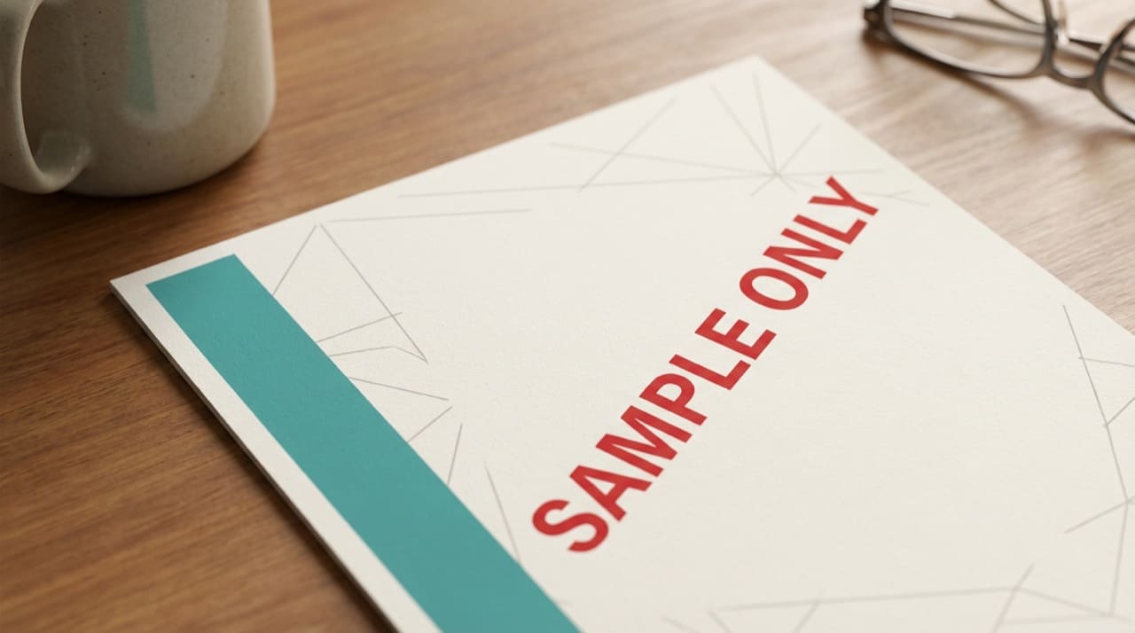 Claim form corner with red VOID-style diagonal label illustration only not a real claim